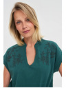 Moodo Памучна блуза в зелено Moodo