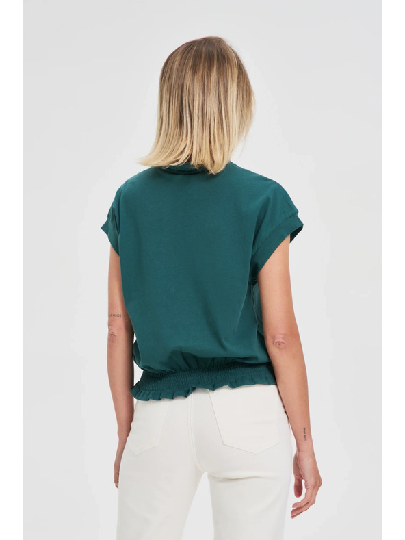 Moodo Памучна блуза в зелено Moodo