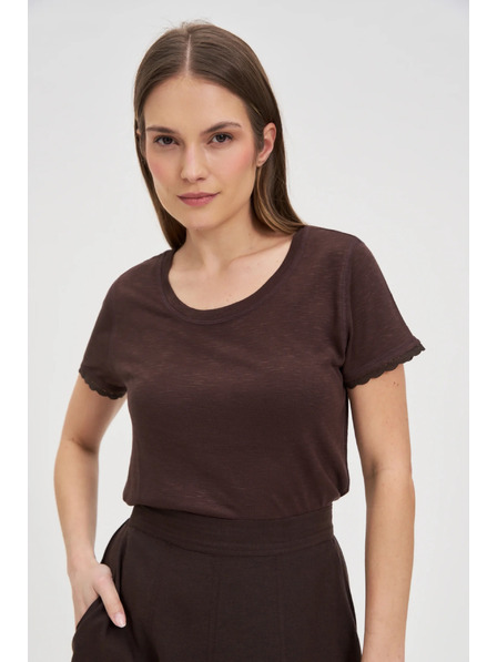 Moodo Кафява тениска с къс ръкав Moodo