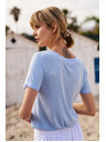 Moodo Светлосиня блуза с кръгло деколте Moodo