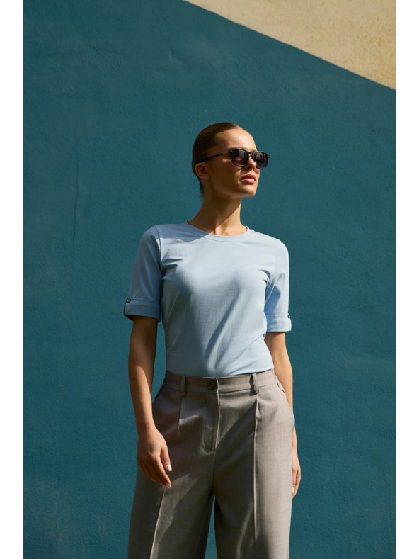 Moodo Светлосиня памучна тениска Moodo