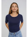 Moodo Тъмносиня блуза от рипсено трико Moodo