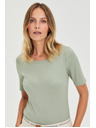 Moodo Оливена блуза от рипсено трико Moodo