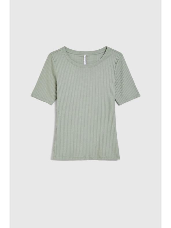 Moodo Оливена блуза от рипсено трико Moodo