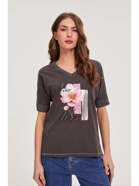 Moodo Кафява блуза с принт Moodo