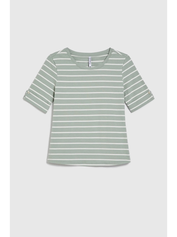 Moodo Оливена раирана памучна тениска Moodo