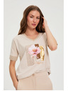 Moodo Бежова блуза с принт Moodo