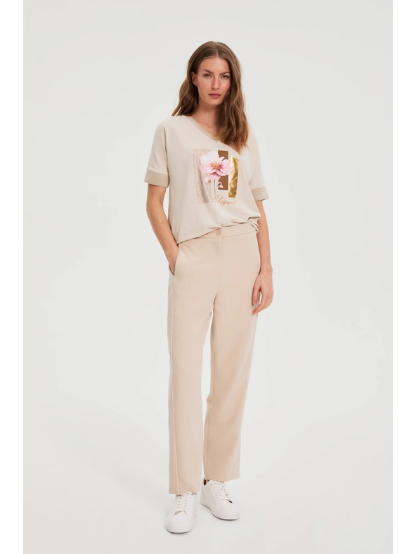 Moodo Бежова блуза с принт Moodo