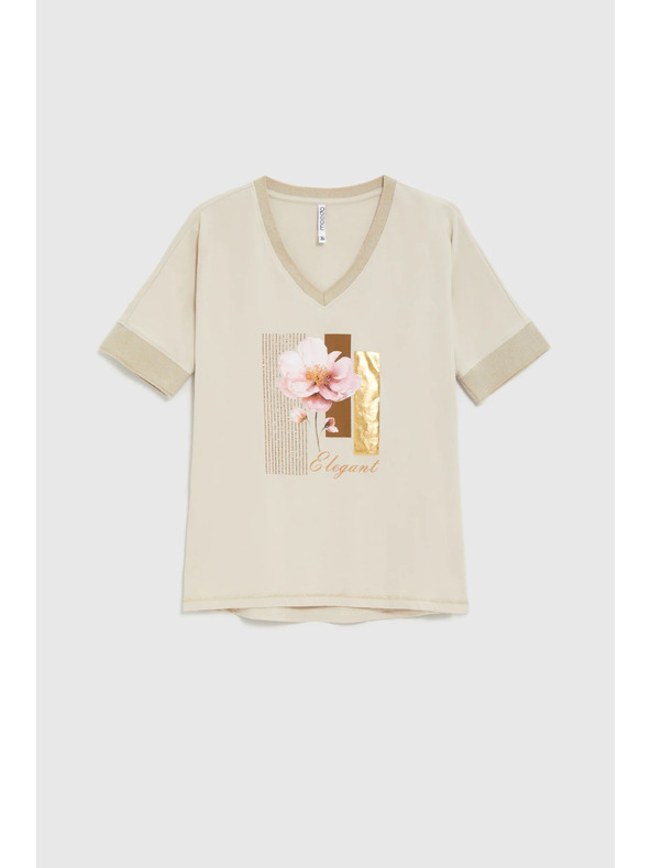 Moodo Бежова блуза с принт Moodo