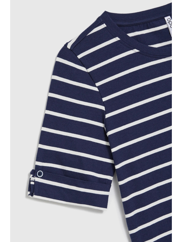 Moodo Тъмносиня раирана памучна тениска Moodo