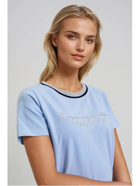 Moodo Light Blue Blouse with Print by Moodo