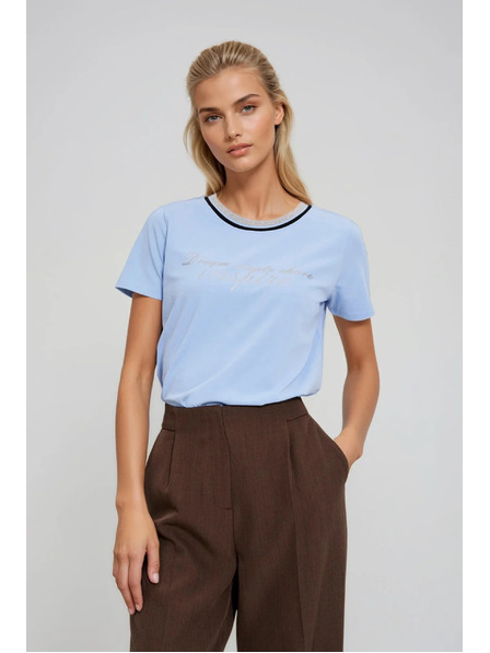 Moodo Light Blue Blouse with Print by Moodo