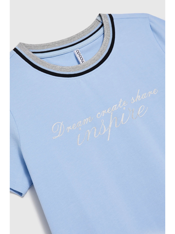 Moodo Светлосиня блуза с надпис Moodo