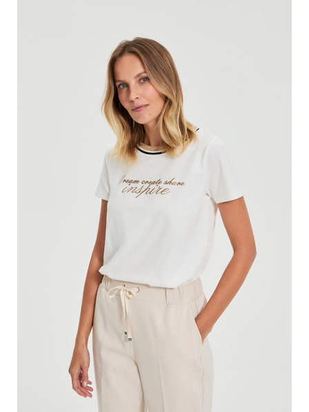 Moodo Бяла блуза с надпис Moodo