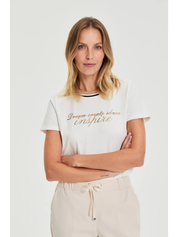 Moodo Бяла блуза с надпис Moodo