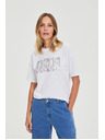 Moodo Бяла памучна тениска с принт Moodo