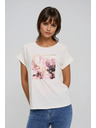 Moodo Тениска с принт в екрю Moodo