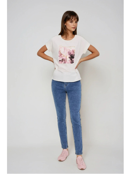 Moodo Тениска с принт в екрю Moodo