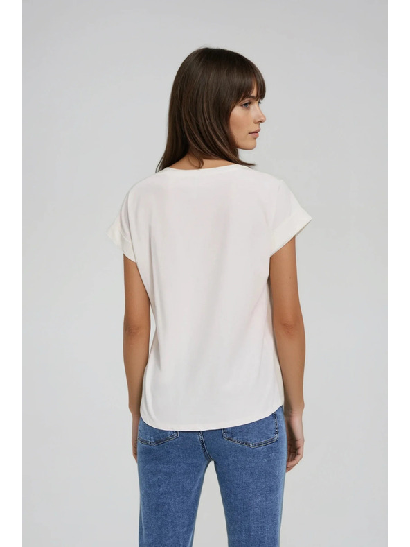 Moodo Тениска с принт в екрю Moodo