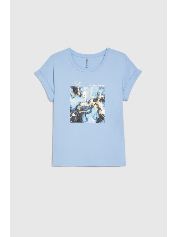 Moodo Светлосиня тениска с принт Moodo
