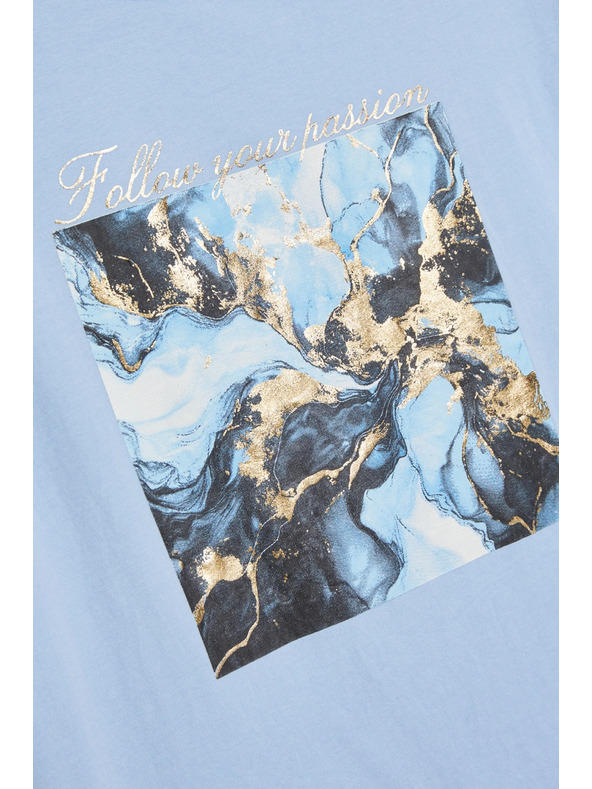 Moodo Светлосиня тениска с принт Moodo