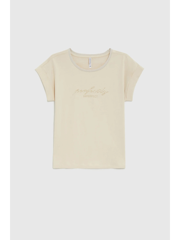 Moodo Бежова блуза с надпис Moodo