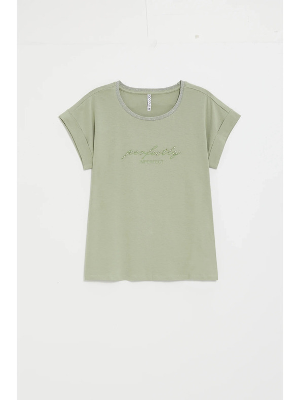 Moodo Оливена блуза с надпис Moodo