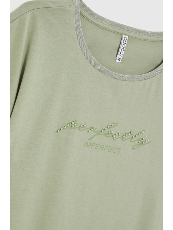Moodo Оливена блуза с надпис Moodo