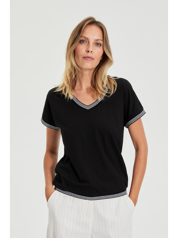 Moodo Черна памучна блуза Moodo