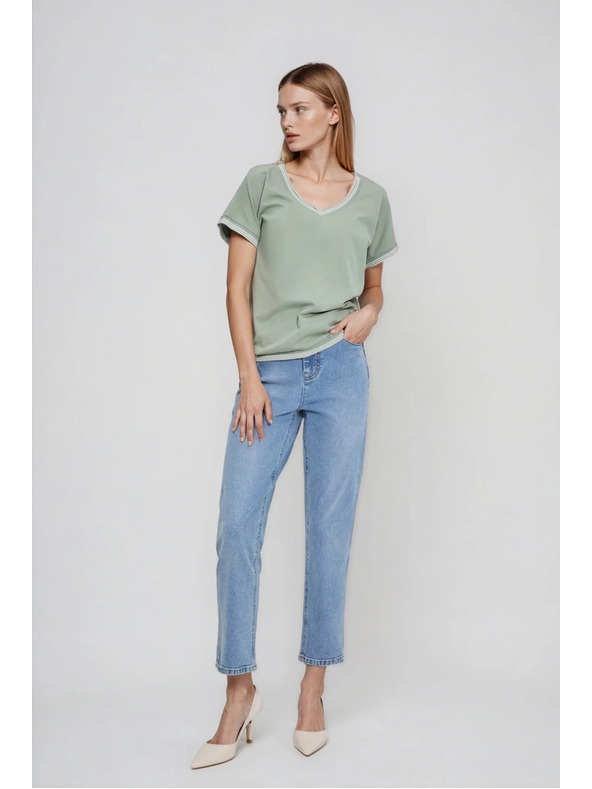 Moodo Оливена памучна блуза Moodo