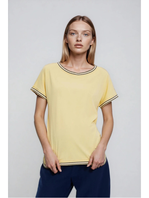 Moodo Жълта блуза с декоративна окантовка Moodo