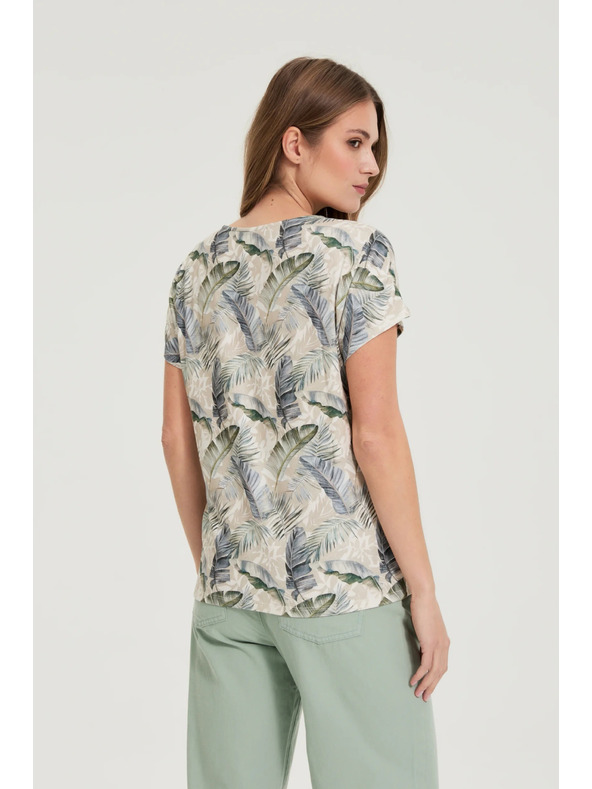 Moodo Бежова блуза с V-образно деколте Moodo