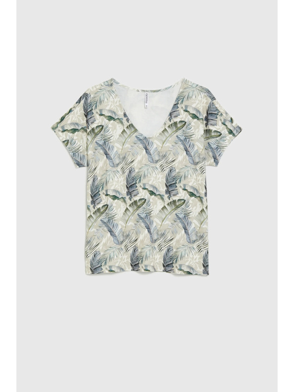 Moodo Бежова блуза с V-образно деколте Moodo