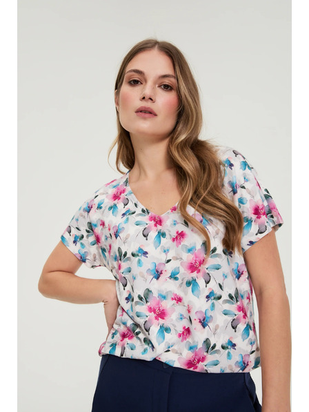 Moodo V-Neck Blouse in White by Moodo