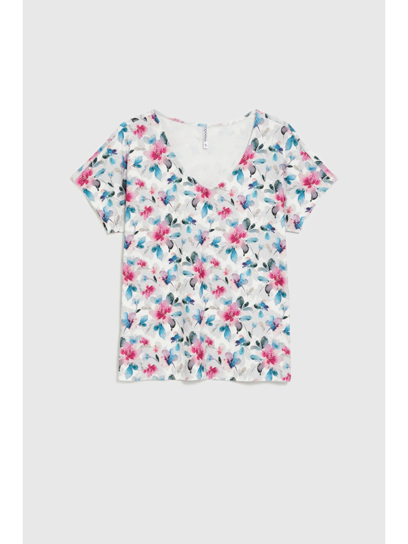 Moodo Бяла блуза с V-образно деколте Moodo