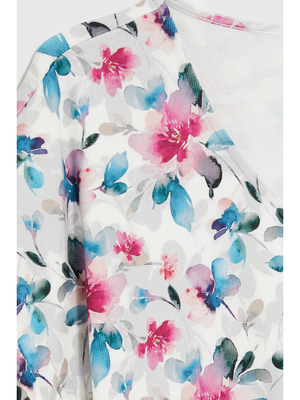 Moodo Бяла блуза с V-образно деколте Moodo