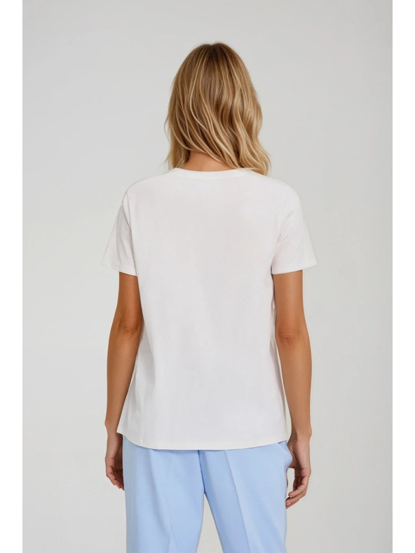 Moodo Бяла блуза с декоративни копчета Moodo