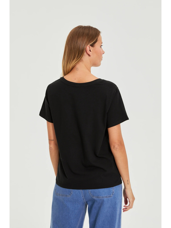 Moodo Черна блуза с джобове Moodo