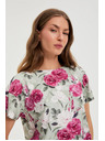 Moodo Маслинена флорална блуза с връзка Moodo
