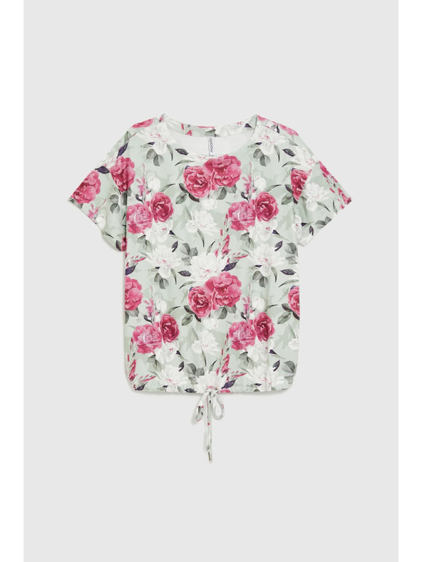 Moodo Маслинена флорална блуза с връзка Moodo