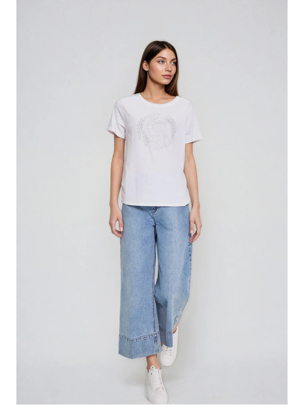 Moodo Бяла блуза с джобове Moodo