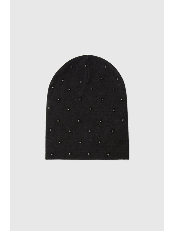 Moodo Черна шапка с мъниста Moodo