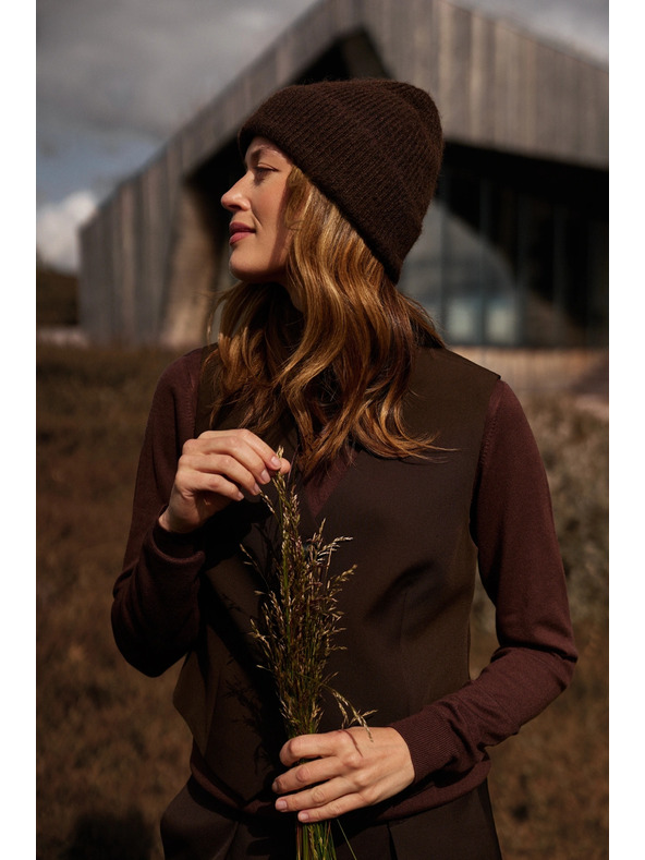 Moodo Кафява шапка с вълнена примес Moodo