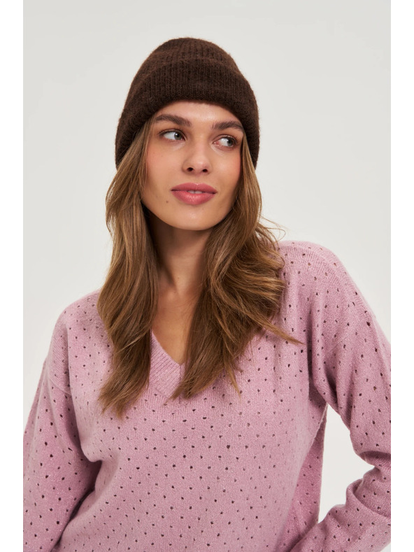 Moodo Кафява шапка с вълнена примес Moodo