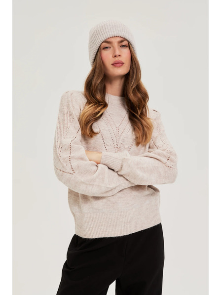 Moodo Бежова шапка с пайети Moodo