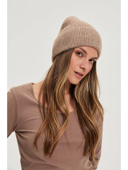 Moodo Бежова шапка с пайети Moodo