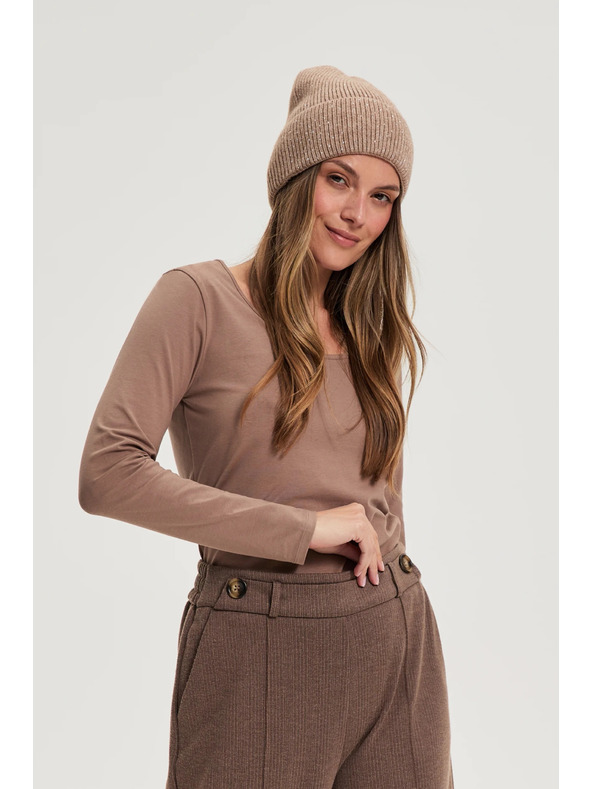 Moodo Бежова шапка с пайети Moodo