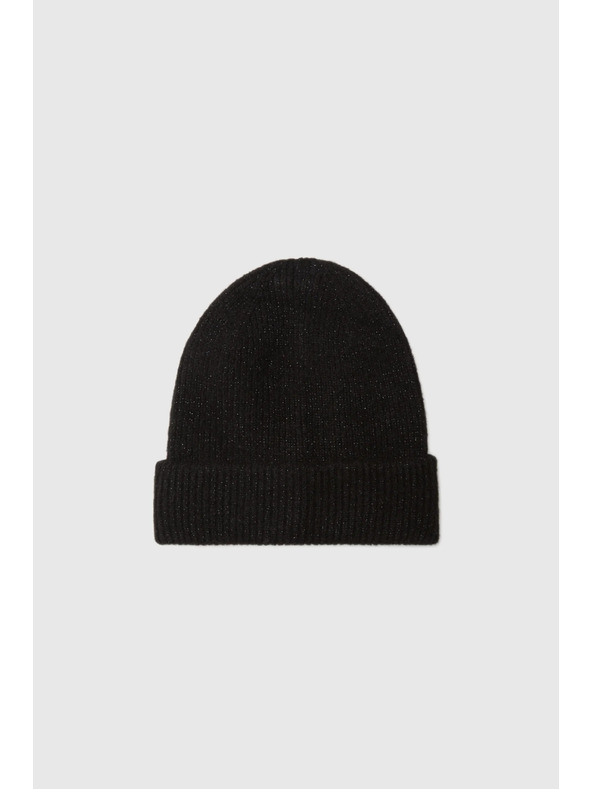 Moodo Черна шапка с металически нишки Moodo