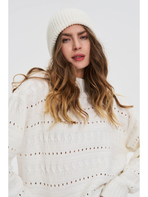 Moodo Бяла шапка с вълнена смес Moodo