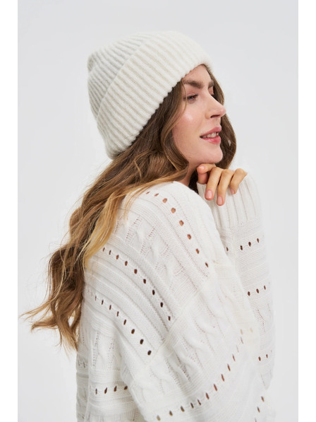 Moodo Бяла шапка с вълнена смес Moodo